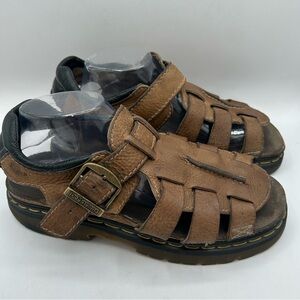 RARE DR MARTENS Sandals Mens Size 12 Brown Leather Fisherman Made In ENGLAND Y2K